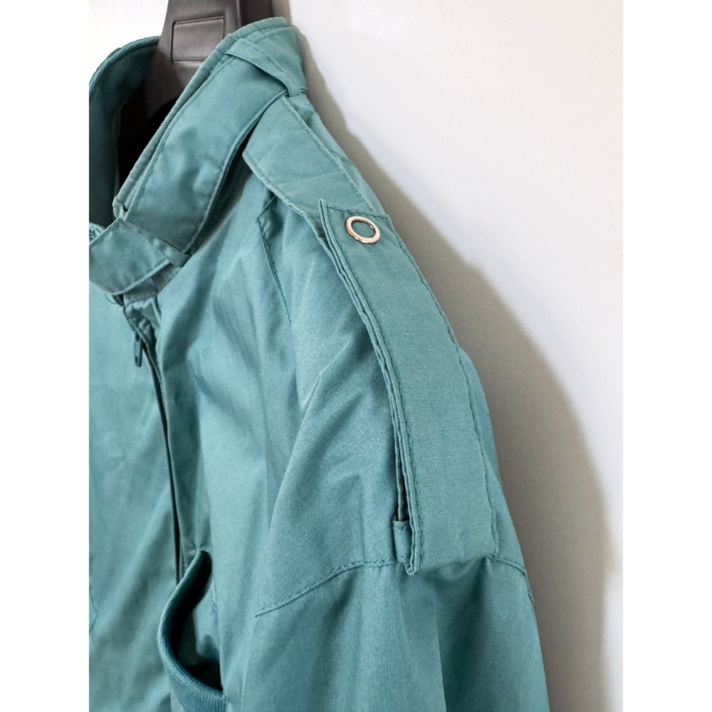 Vintage Members Only Cafe Bomber Racer Jacket 42 Blue Green Full Zip 80's - Picture 5 of 7